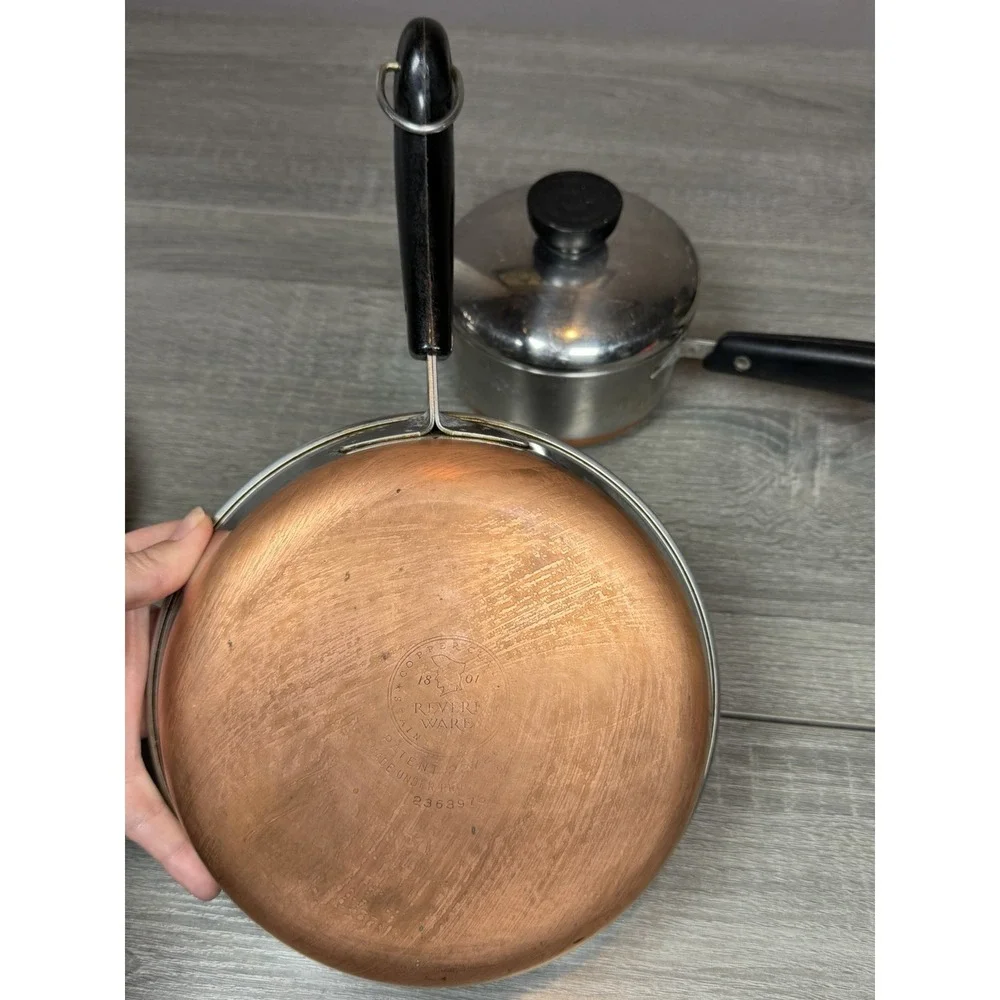 Vintage Revere Ware Copper Clad 3 Pc Cookware Set 8